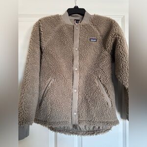 Patagonia Taupe Sherpa Bomber Jacket